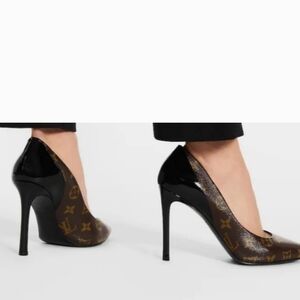 Authentic Louis Vuitton Monogram Cherie Pumps 38 Black
